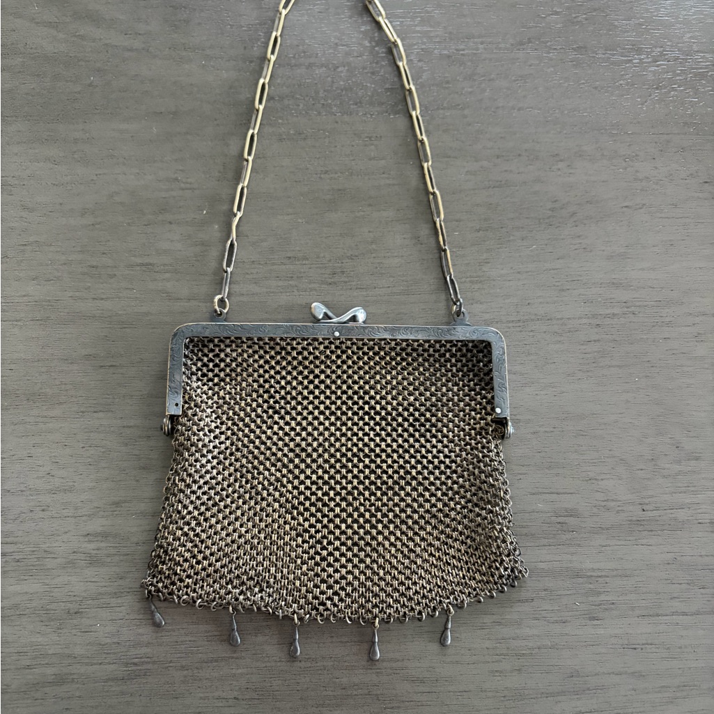 Vintage German Silver Mesh Purse Made By Hhc Co